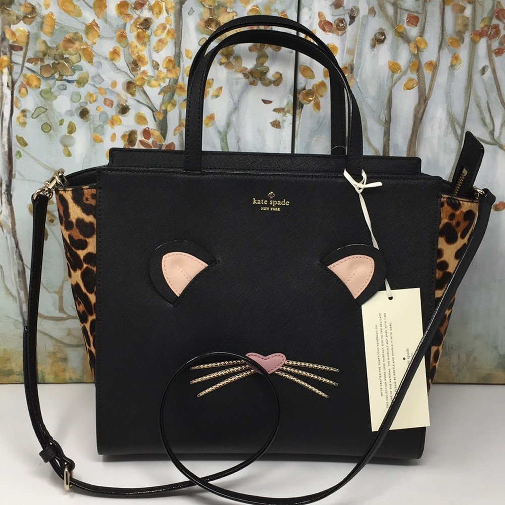 NWT Kate spade leopard Hayden run wild satchel - Picture 4 of 8